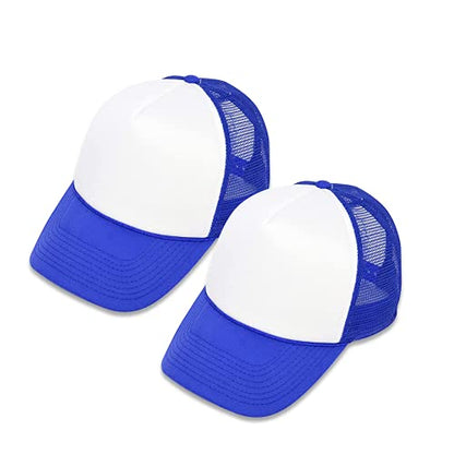 MR.R Sublimation Blanks Polyester Mesh Cap Mesh Hat Two Tone Trucker Summer Mesh Cap with Adjustable Snapback,2pcs per Pack - color: Blue