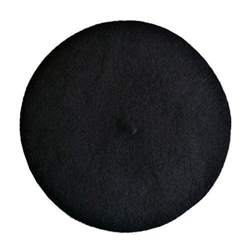 Kids Girls Boys Solid Color Classic French Style Beret Beanie Hat - color: Black