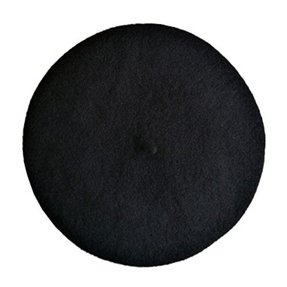 Kids Girls Boys Solid Color Classic French Style Beret Beanie Hat - color: Black