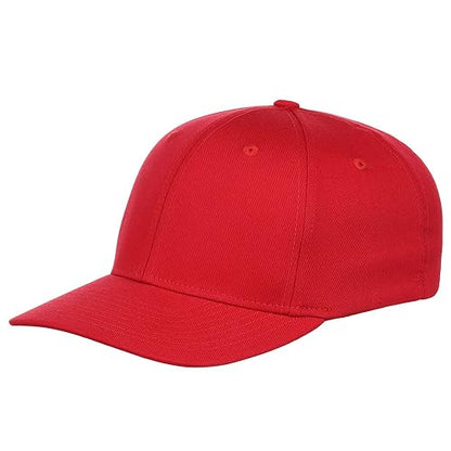 Lids Blank All Star Classic Structured Stretch Fitted Baseball Cap – Curved Bill Hat for Men and Women - color: Red, size: Small-Medium