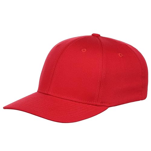 Lids Blank All Star Classic Structured Stretch Fitted Baseball Cap – Curved Bill Hat for Men and Women - color: Red, size: Small-Medium