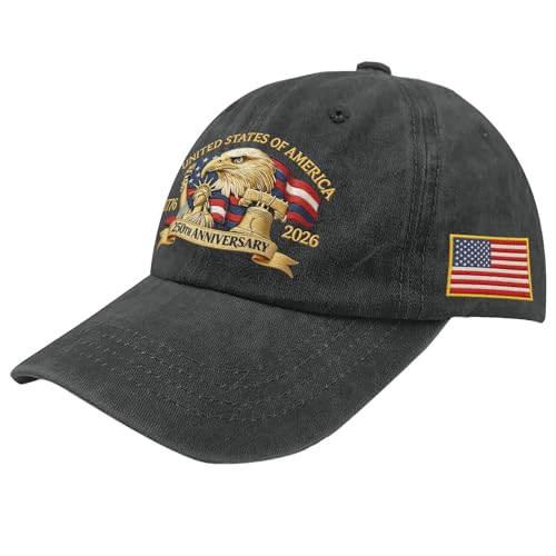 U.S. 250th Anniversary 250 Years Fo Freedoms 1776-2026 Hats for Men Womens - color: Allblack2