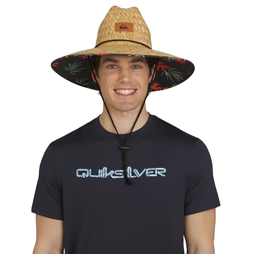 Quiksilver Men's Wide Brim Outdoor Lifeguard Straw Sun Hat - color: Black, size: Large-X-Large