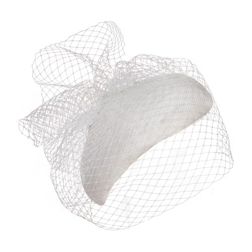 Women's Fascinators Vintage Sinamay Hat Base 20s 50s Teardrop Pillbox Hat with Veil Clip Ladies Church Derby Hats - color: Beige