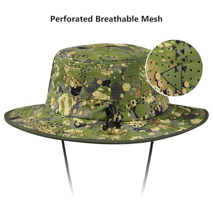 BASSDASH UPF 50+ Water-Resistant Fishing Bucket Hat with Laser Perforated Mesh Adjustable for Men Women Outdoor Hiking - color: Open Terrain Ⅱ