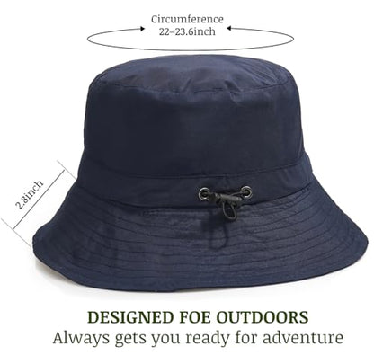 Unisex Waterproof Foldable Bucket Hat Packable Sun Cap for Hiking - color: Navy Blue