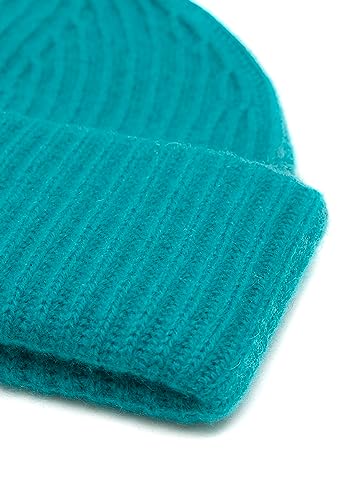 Style Republic Women’s Chunky Knit Beanie, 100% Pure Cashmere Cap, Soft & Stretchy, Warm Hat for Autumn, Winter, Spring - color: Turquoise
