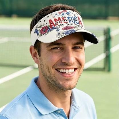Cool Styles Sun Visor Hats 21.65~23.62 inches Adjustable Open-Top caps Quick-Dry Visor Cap - color: American 250 Years