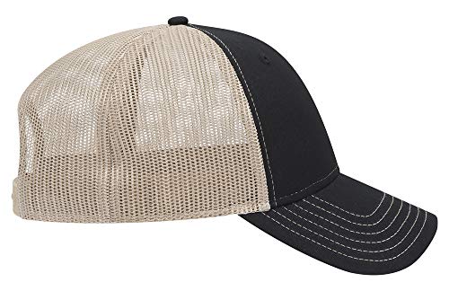 OTTO 6 Panel Low Profile Contrast Vertical Mesh Back Cap - color: Blk/Blk/Kha