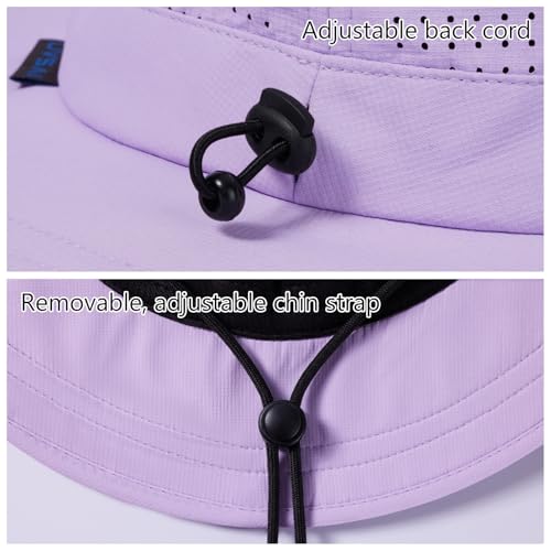 UPF 50+ Bucket Sun Hat with Laser Perforated Mesh Cooling Adjustable Breathable Lightweight for Outdoor Men Women - color: Purple