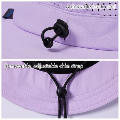 UPF 50+ Bucket Sun Hat with Laser Perforated Mesh Cooling Adjustable Breathable Lightweight for Outdoor Men Women - color: Purple