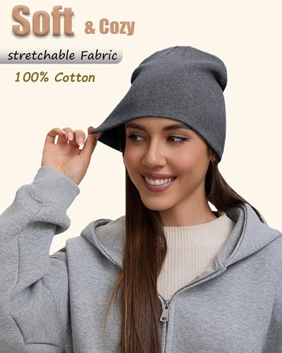 100% Cotton Beanie Hat for Men Women Cuffless Warm Winter Hats - color: 1pcs-dark Gray