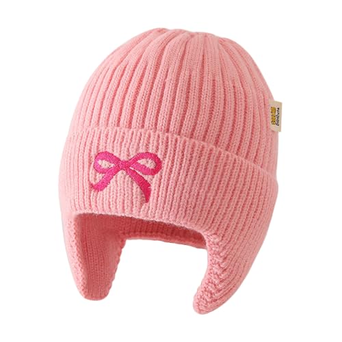 Toddler Girls Beanie Hat with Ear Flaps Knitted Soft Warm Stretchy Winter Ear Protection Hat for Boys Kids