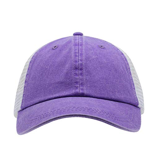 Vintage Washed Soft Mesh Cotton Adjustable Baseball Cap - color: Purple/White