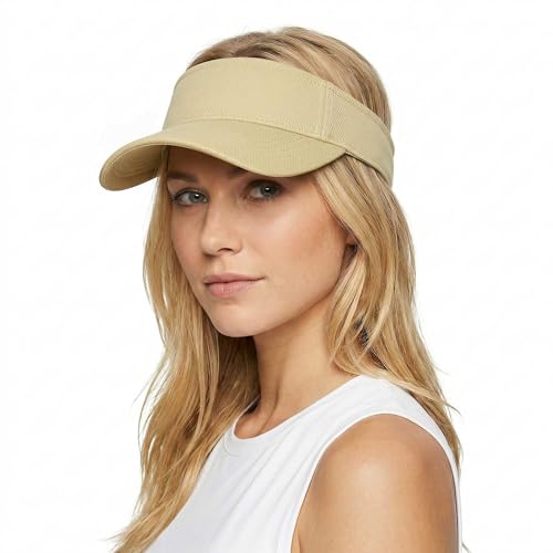 Sports Sun Visor Hat Women Adjustable Empty Top Visors Hats Outdoor Golf Tennis Baseball Cap Men - color: Khaki