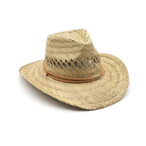 Straw Cowgirl Hat for Women Cowboy Hats for Men Wide Brim Sun Hat Shapeable Western Hat Beach Hat - color: Nature