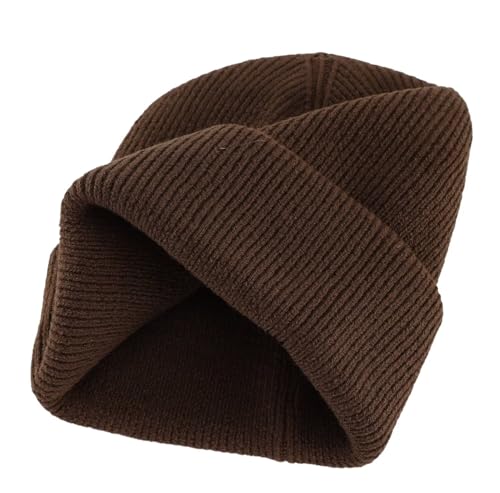 Connectyle Thick Cuffed Beanie for Men & Women Double Layer Knit Winter Hat Acrylic Watch Hat Warm Stocking Skull Cap - color: Coffee