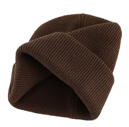Connectyle Thick Cuffed Beanie for Men & Women Double Layer Knit Winter Hat Acrylic Watch Hat Warm Stocking Skull Cap - color: Coffee