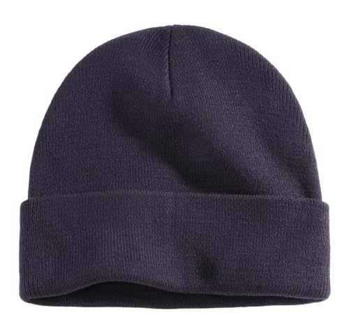 Connectyle Men's Cuffed Beanie Hat Double Layer Knit Winter Watch Cap - color: Navy Blue
