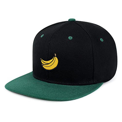 JPAK Banana Fruit Hip-Hop Snapback Hat Embroidered Baseball Cap Monkey - color: 17. Black/Green