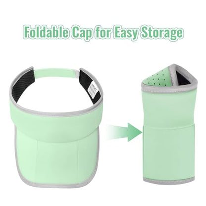 Foldable Sports Sun Visor Hat - Adjustable Running Golf Tennis Cap with Mesh&Reflective Design, Quick Drying for Men & Women - color: Mint Green/Reflective