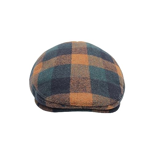 Men's Newsboy Caps Wool Blend Tweed Flat Caps Newsboy Hat for Men Unisex Big Plaid Cabbie Ivy Cap Gatsby Hat - color: Orange