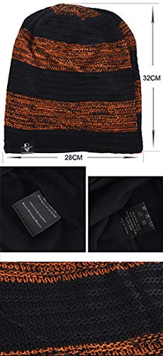 VECRY Mens Slouchy Beanie Knit Skull Cap Long Baggy Hip-hop Winter Summer Hat B305 - color: Retro-black&claret, size: Large