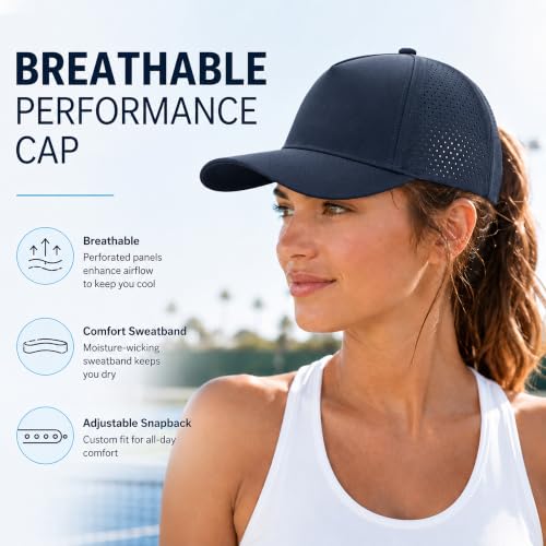 5 Panel Baseball Cap Quick Dry Mesh Snapback Hat for Women Men - color: Navy