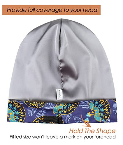 Adjustable Satin Lined Sleep Cap for Dreadlocks Curly Hair Large Head-Stay On Overnight - color: Blue Green
