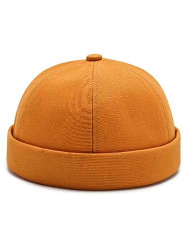 Dome Brimless Docker Cap Sailor Beanie Cap Visorless Hat for Men & Women - color: Yellow