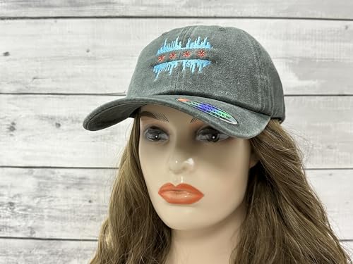 America State City Flag Hats - color: Chicago Illinois Skyline Flag (Army Green)