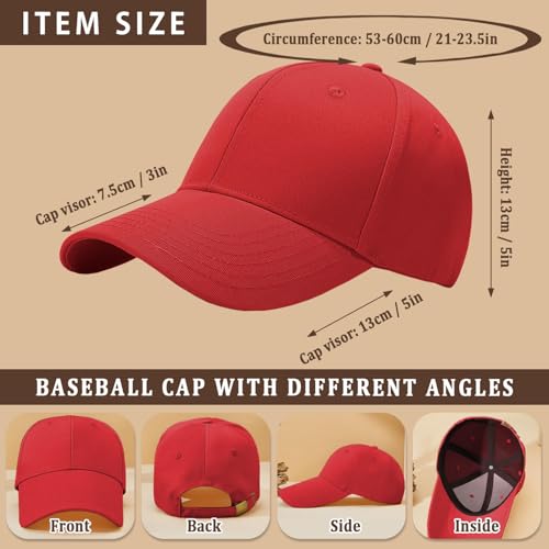 Adjustable Cotton Baseball Cap for Men Women - color: Red