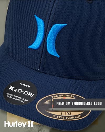 Hurley Mens Baseball Cap, H2O-Dri Stretch Fitted Hat with Curved Bill - color: Blue, size: Small-Medium