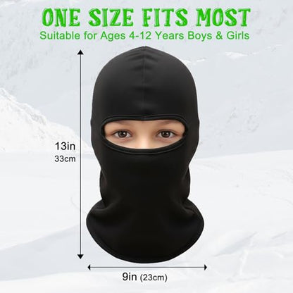 Kids Balaclava Ski Mask Winter Windproof Fleece Full Face Mask for Boy Girl - color: 2 Pack(black+black)