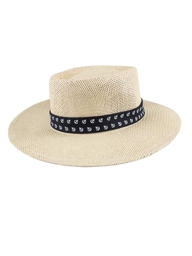 Dockers Men's Straw Fedora and Panama Hat - color: Tan/Navy, size: Large-X-Large