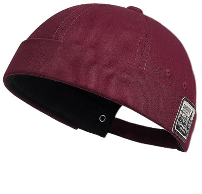 DIYDECAL Brimless Docker Cap,Skullcap Beanie, Retro Sailor Hat for Mens Womens - color: Wine