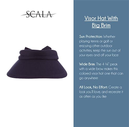 Scala Women's Visor Hat With Big Brim - color: Natural