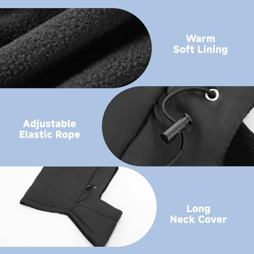 Balaclava Ski Mask for Men, Lining Windproof Ski Face Mask for Women, Adjustable Winter Cold Weather Face Cover - color: Black