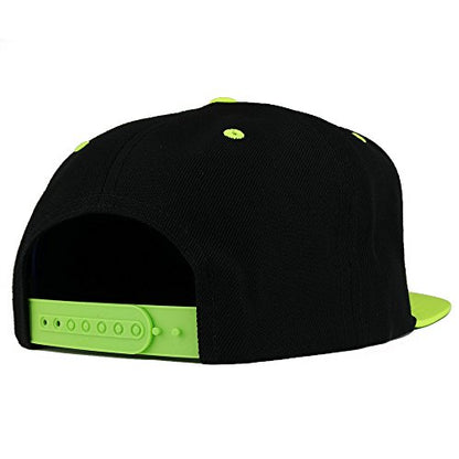 Trendy Apparel Shop Palm Tree Solid White Embroidered Premium 2-Tone Flat Bill Snapback Cap - color: Black Green