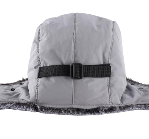 Connectyle Trapper Hat for Men Women Faux Fur Winter Hat with Ear Flaps Water-Resistant Hunting Hats Ushanka Skiing Cap - color: Grey