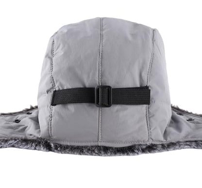 Connectyle Trapper Hat for Men Women Faux Fur Winter Hat with Ear Flaps Water-Resistant Hunting Hats Ushanka Skiing Cap - color: Grey