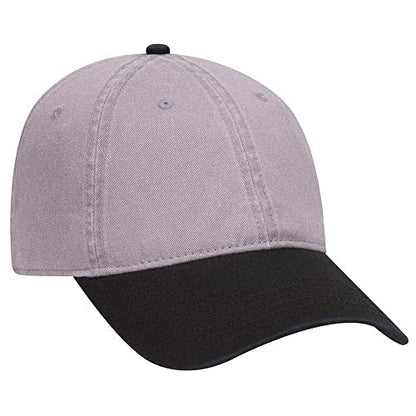 Ashen Fane 6 Panel Low Profile Garment Washed Superior Cotton Twill Dad Hat with Buckle - color: Blk Gray