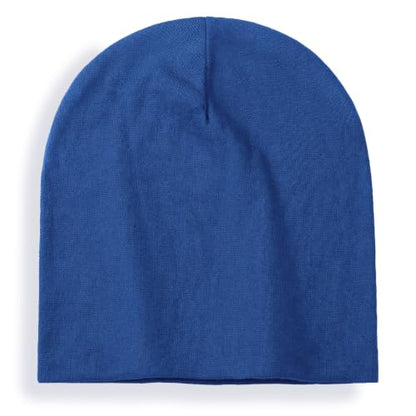 vidsel 100% Cotton Slouchy Beanie for Women Men, Thin Beanies Winter Hat - color: Blue
