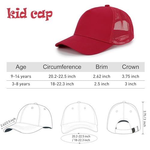 Edoneery Kids Baseball Hat, Adjustable Cotton Cap - color: Mesh-red, style: 3-8 Years