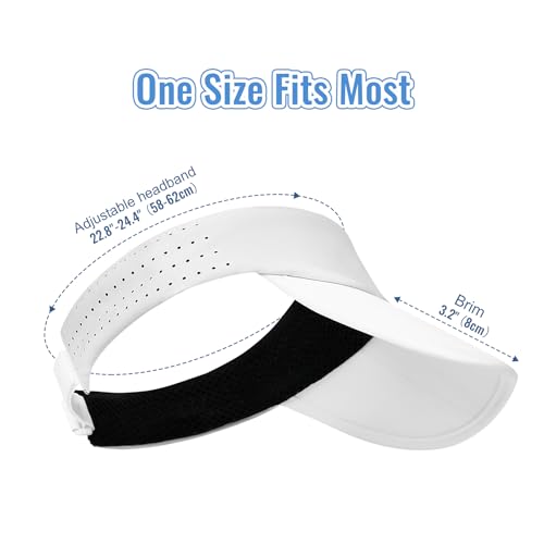 Foldable Sports Sun Visor Hat - Adjustable Running Golf Tennis Cap with Mesh&Reflective Design, Quick Drying for Men & Women - color: White/Non-reflective