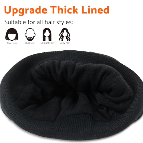 PFFY Beanie for Men Women Unisex Knit Cuffed Winter Thick Lined Beanies Hat - color: Pure Grey