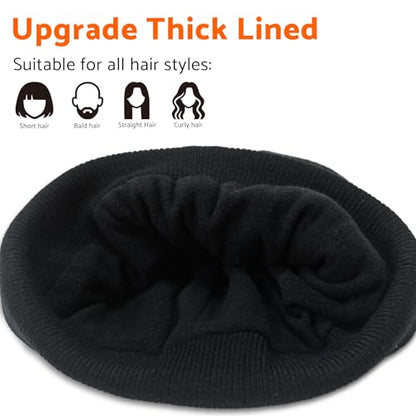 PFFY Beanie for Men Women Unisex Knit Cuffed Winter Thick Lined Beanies Hat - color: Pure Grey