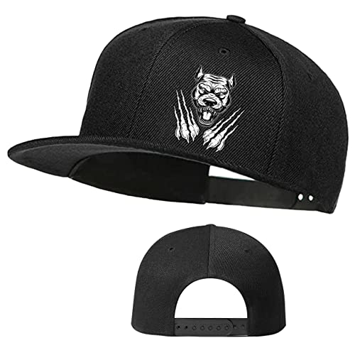 Skateboard Hat Snapback Hats for Men Flat Bill Hats for Boy Adjustable Baseball Cap for Teens Hip Hop Sports - color: Anger Pitbull