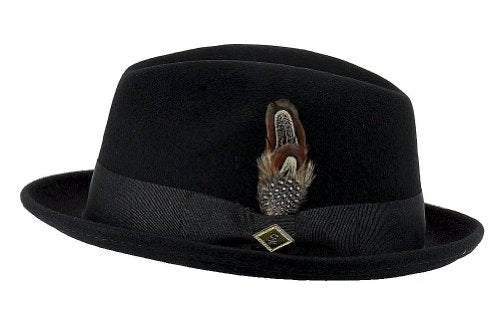 Stacy Adams Men's Wool Felt Pinch Front Fedora Hat - color: Black, size: Large