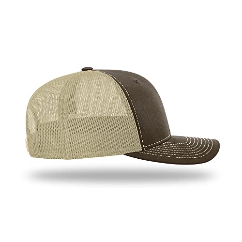 Richardson 112 Classic Six-Panel Adjustable Snapback Trucker Cap - color: Brown/Khaki